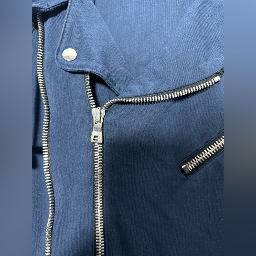 Balmain Zipper Jacket With COA & Removable Hood in Navy - Picture 8 of 15